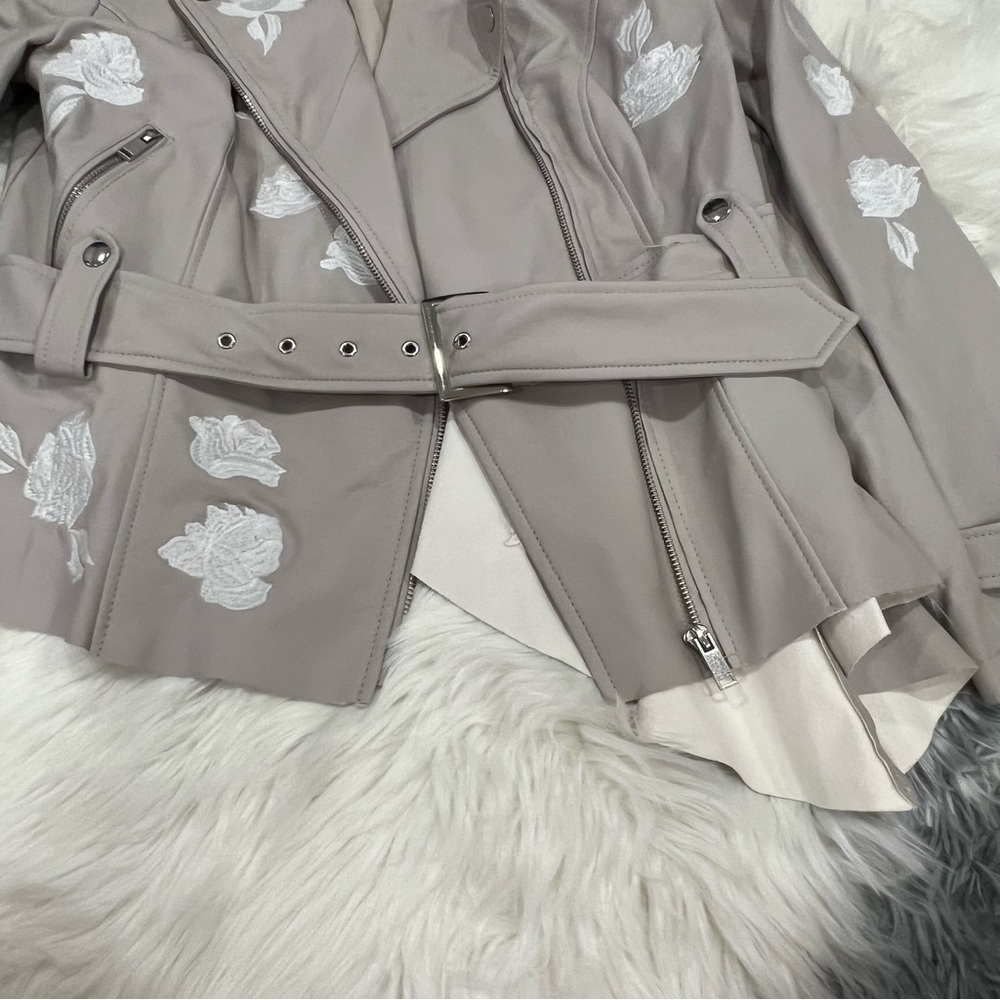 INC International Concepts Beige Floral Faux Leather Jacket - Picture 13 of 15